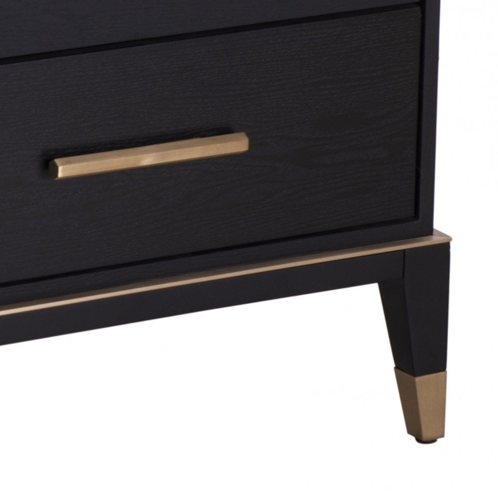 Evan 3 Drawer Bedside Table – Black & Brass