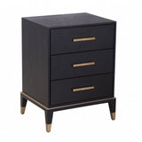 Evan 3 Drawer Bedside Table – Black & Brass