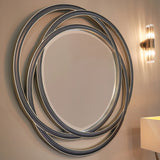 Dove Round Mirror – Walnut & Champagne Silver