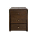 Kime 3 Drawer Side Table – Chocolate & Brass