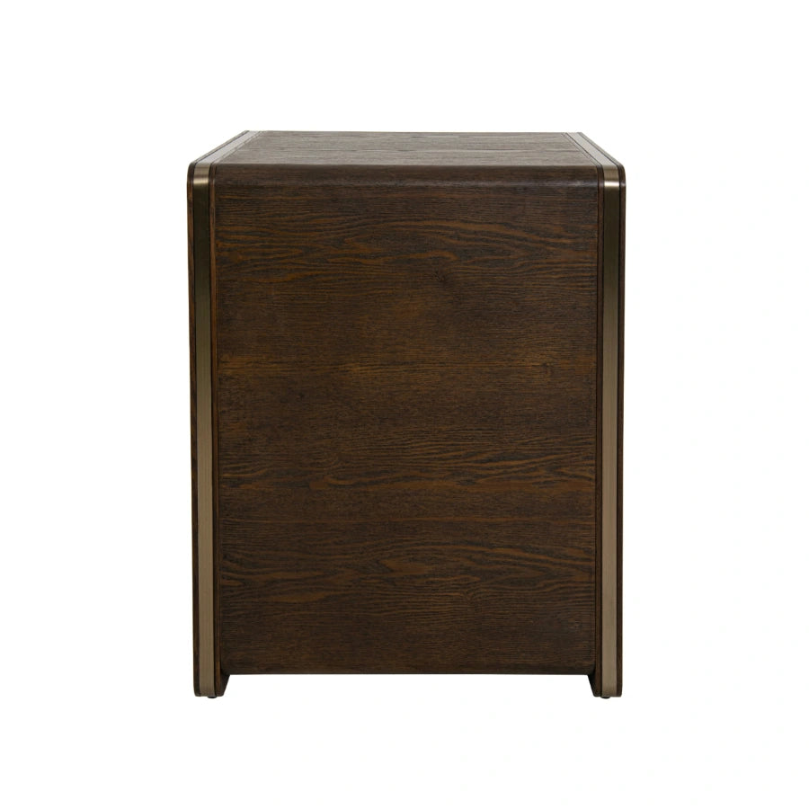 Kime 3 Drawer Side Table – Chocolate & Brass