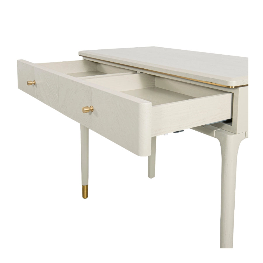 Vancent Dressing Table – Off-White – Antique Brass