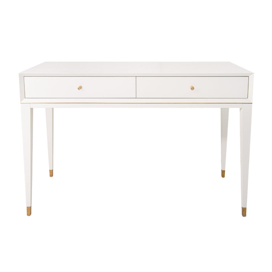 Bayeux Dressing Table – White & Brushed Brass Finish
