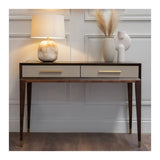 Arnaude Dressing Table – Ceramic Grey, Chocolate & Brushed Brass