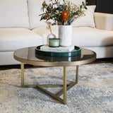 Cullen Coffee Table – Caviar Marble & Matte Champagne