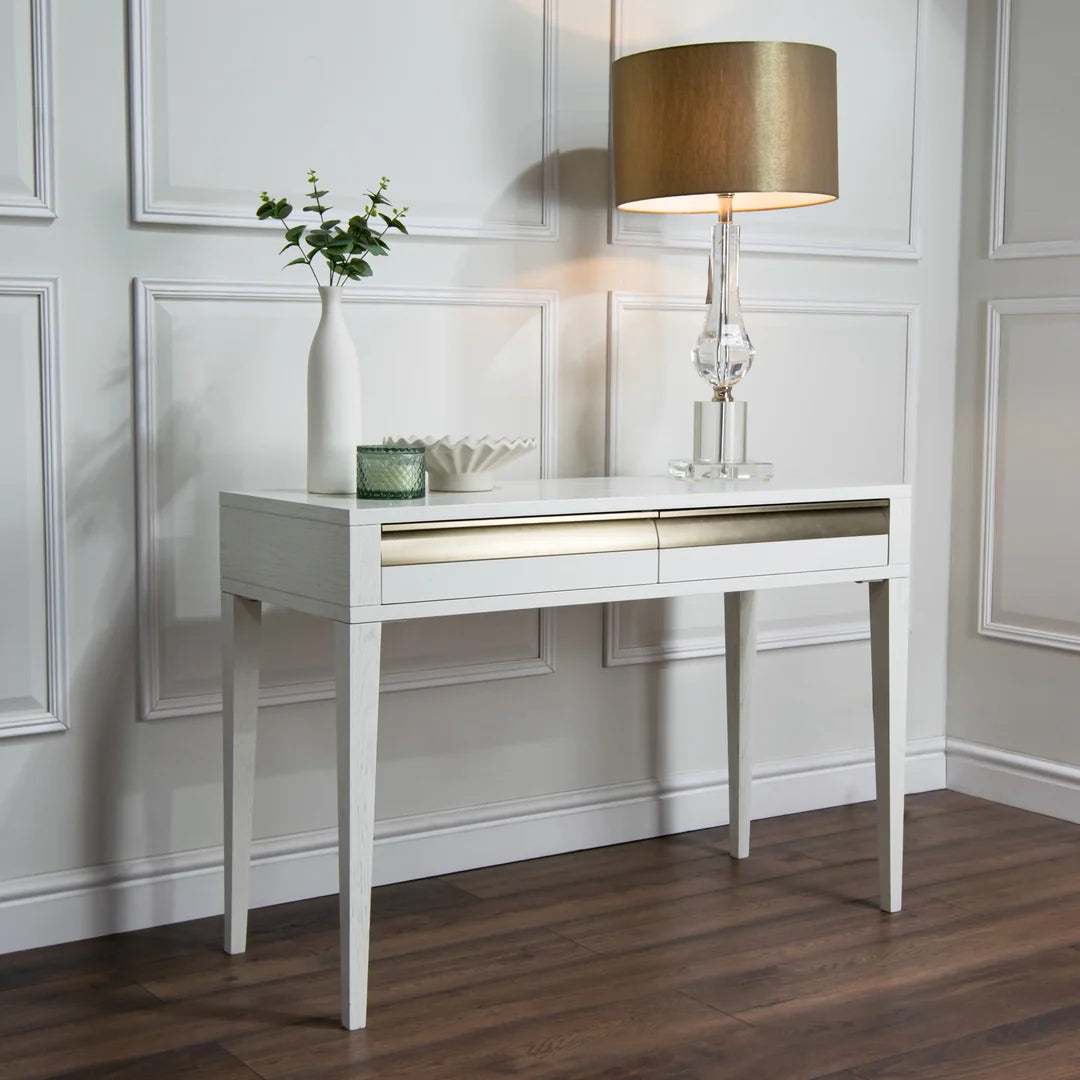 Rhona Dressing Table – White & Antique Brass