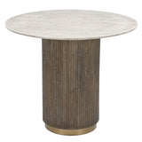 Maigue 90cm Round Dining Table – Natural Marble, Wood & Antique Brass
