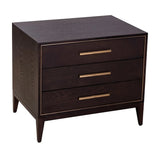 Thomas 3 Drawer Side Table – Chocolate & Brass