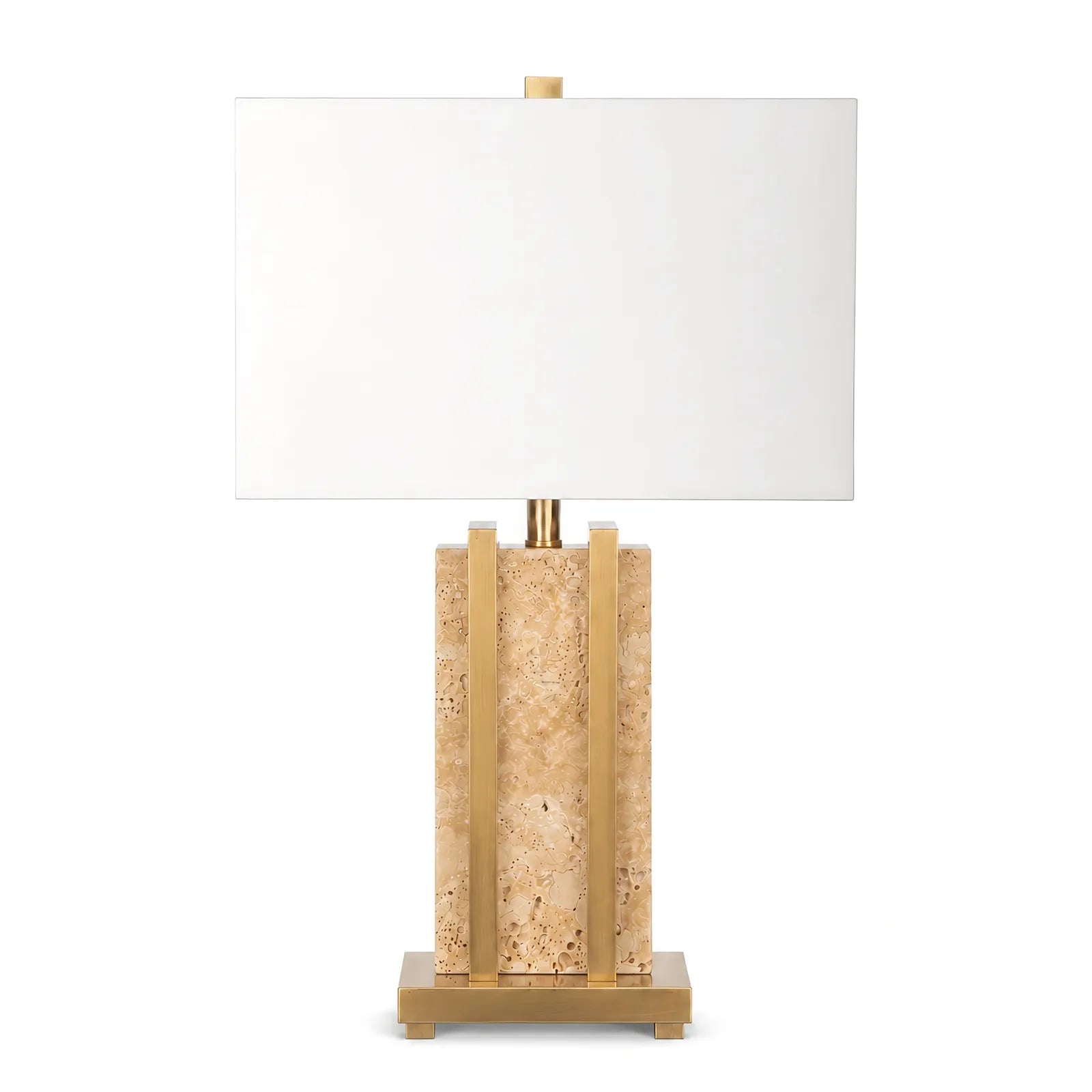Berkeley Designs Geneva Table Lamp – Warm Stone & Brushed Brass