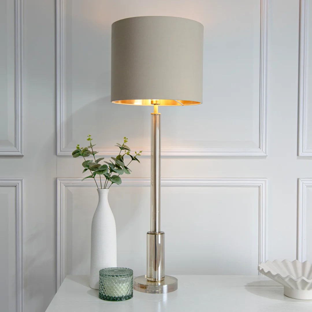 Jae Table Lamp – Cognac Crystal & Antique Brass