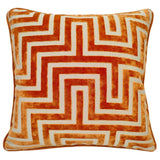 Malini Paul Moneypenny Amazing Cushion – Orange Maze Cut Velvet