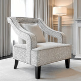 Sofia Upholstered Chair – Grey Textured Fabric & Matte Black Legs