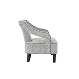 Sofia Upholstered Chair – Grey Textured Fabric & Matte Black Legs