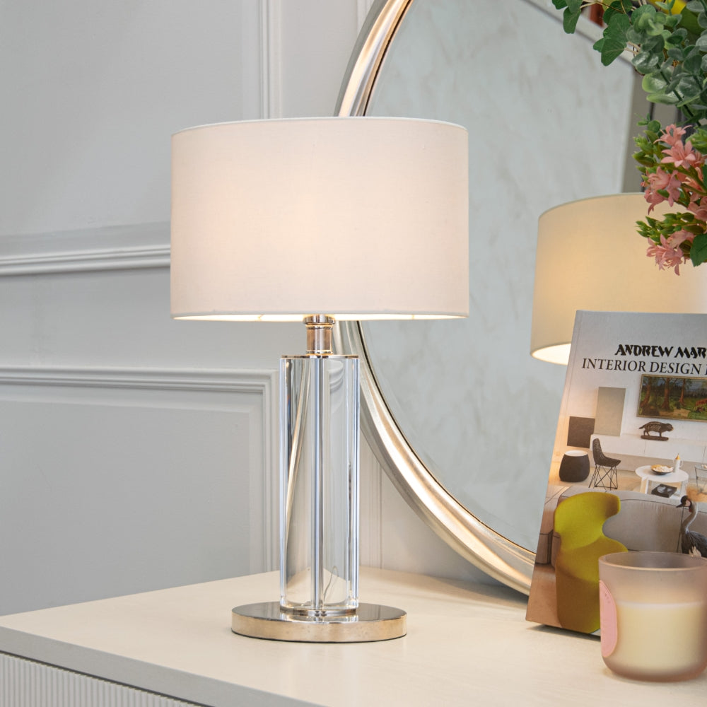 Lisle Table Lamp – Polished Nickel & Crystal