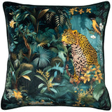 Malini Rocco Cushion – Teal Leopard Velvet (45 x 45cm)