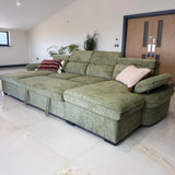 Hudson U-Shape Sofabed – Olive Sage Green