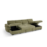 Hudson U-Shape Sofabed – Olive Sage Green