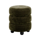 Emi Chenille Velvet Pouffe – Olive & Black