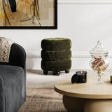 Emi Chenille Velvet Pouffe – Olive & Black