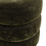 Emi Chenille Velvet Pouffe – Olive & Black