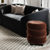 Emi Chenille Velvet Pouffe – Brandy & Black