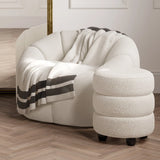 Emi Boucle Pouffe – Ivory & Black