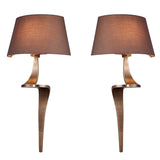 Enzo Pair of Wall Lamps – Antique Brass & Brown