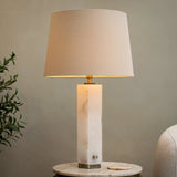 Helena Table Lamp Base – Alabaster & Antique Brass