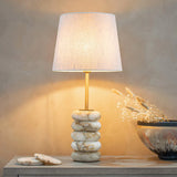 Seidler Table Lamp Base – Cream Marble & Antique Brass