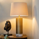 Daniel Table Lamp Base – Alabaster & Brushed Brass