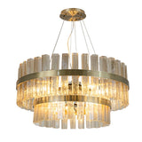 Matilda Chandelier – Antique Brass & Textured Glass