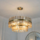 Matilda Chandelier – Antique Brass & Textured Glass