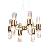 Colmar 6 Arm Chandelier – Antique Brass & Glass