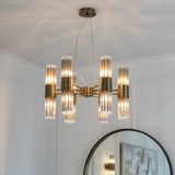 Colmar 6 Arm Chandelier – Antique Brass & Glass