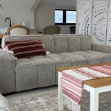 Paris 3 Seater Sofa – Beige Textured Channelled Fabric