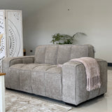 Paris 2 Seater Sofa – Beige Textured Channelled Fabric