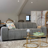 Paris 3 Seater Sofa – Grey Textured Channelled Fabric