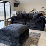 Selina Footstool – Black Chenille