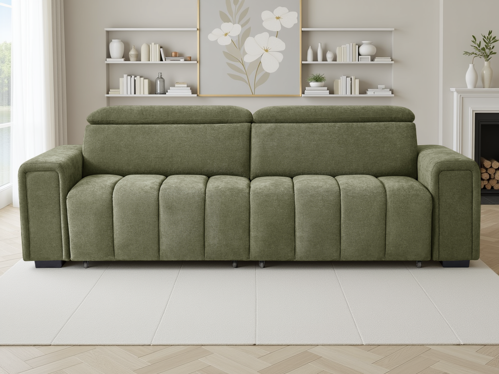 Molly 3 Seater Electric Sofabed – Olive